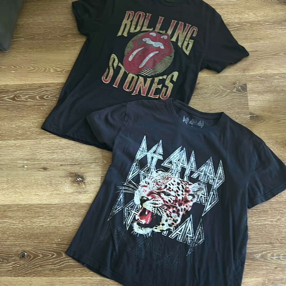 Def Leppard Large & Rolling Stones M 38-40 T-shirt women’s-Black